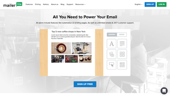 Mailerlite Homepage