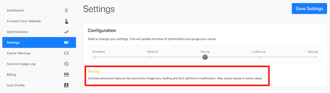 Optimization setting